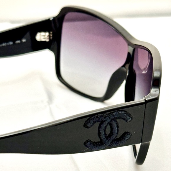 NWT Chanel 5449-C501/S6 Women's Black Shield Gradient Sunglasses - Picture 5 of 16
